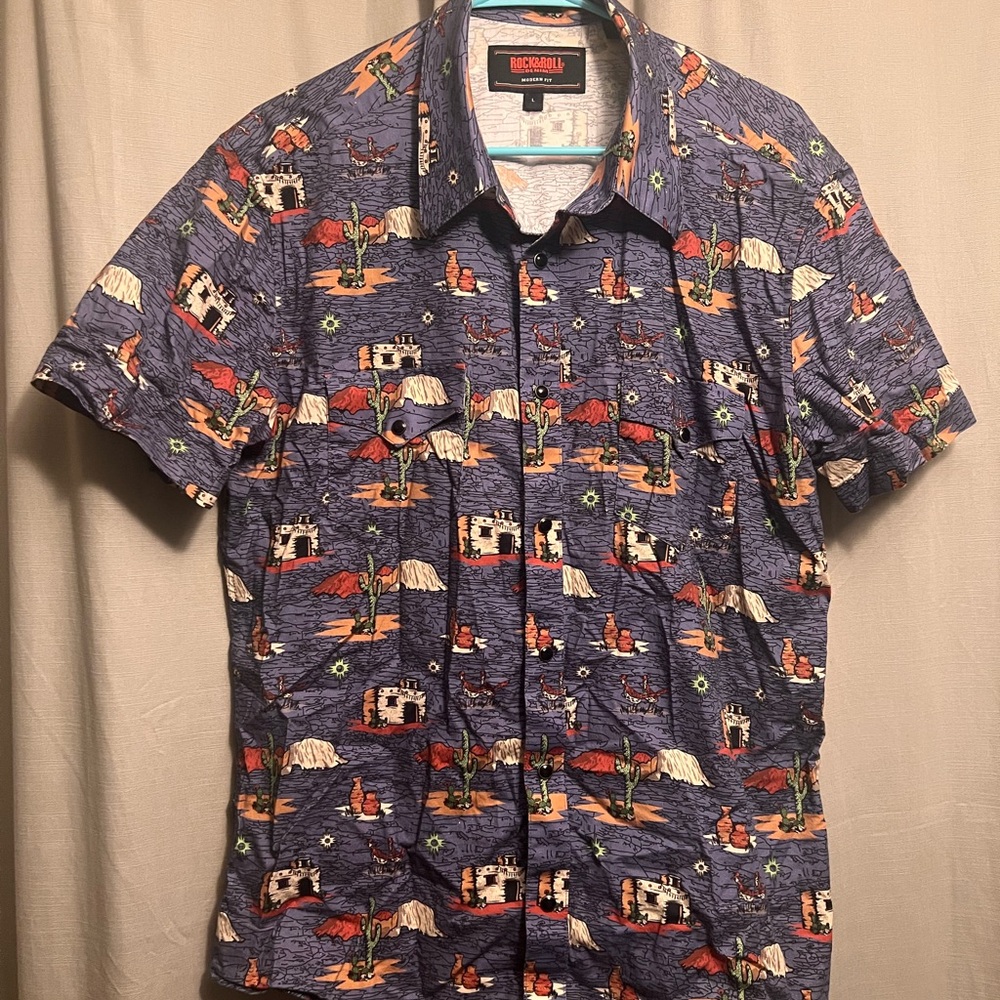 Blue Patterned Men's Shirt